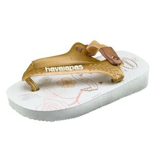 Havaianas Toddler Girls 6 Medium Gold Flip Flop Synthetic